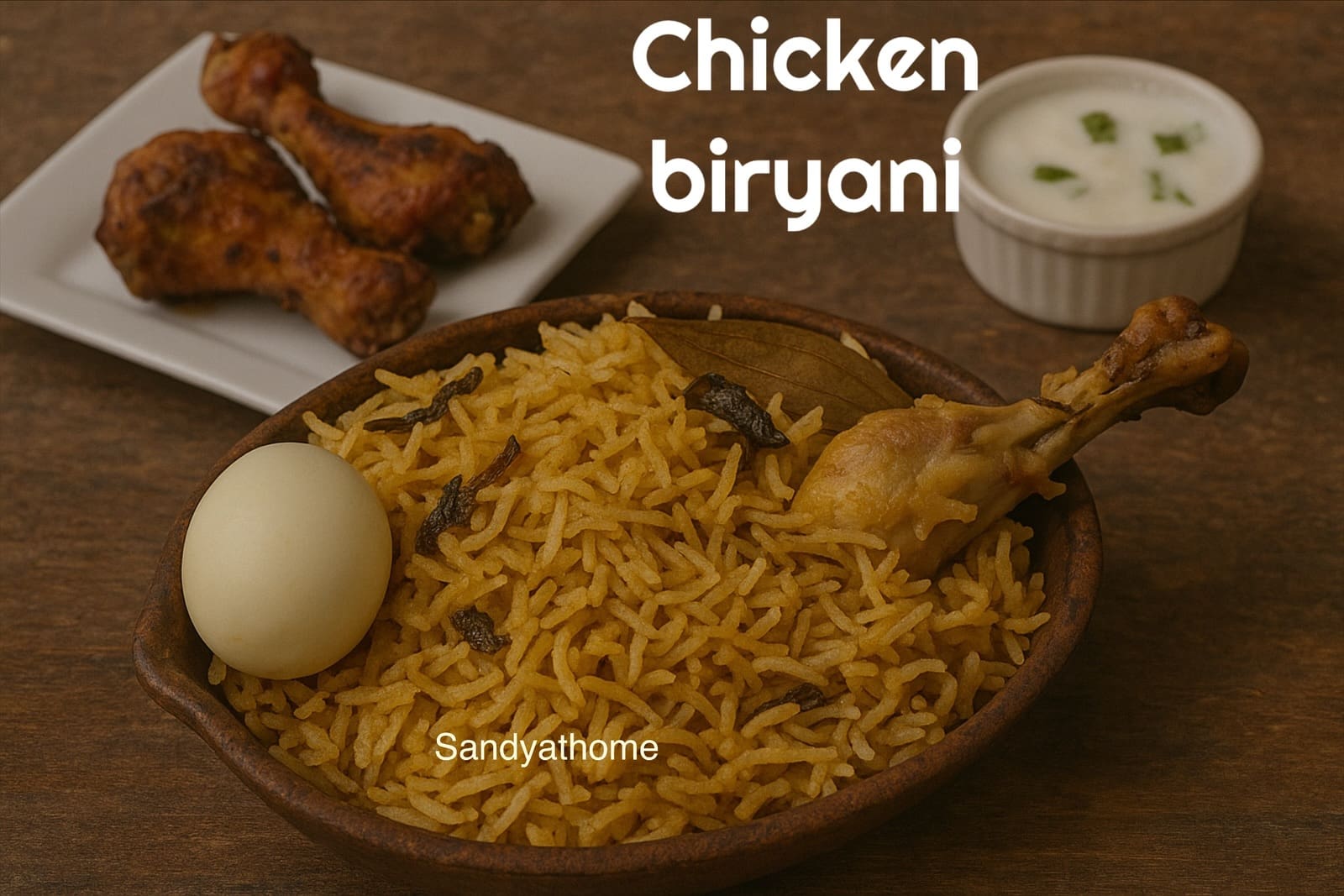 No tomato chicken biryani served in a rustic brass pot with fluffy basmati rice, garnished with mint and fried onions – South Indian Sunday lunch style.