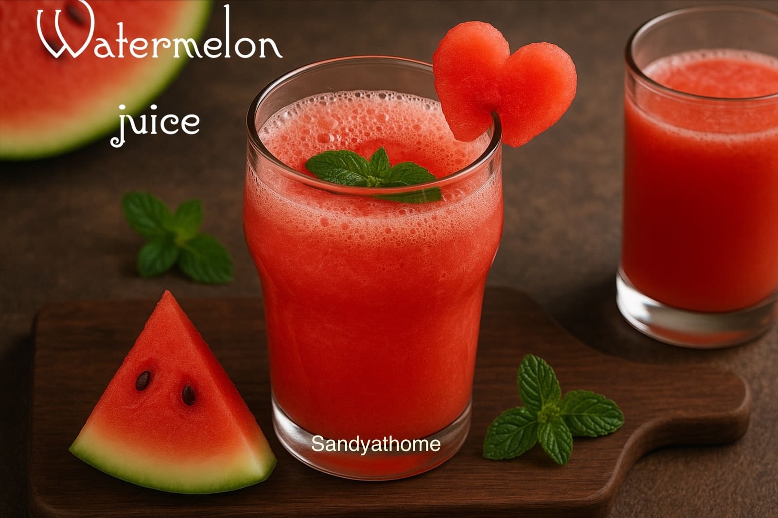 Cooling homemade watermelon juice without added sugar, served in a glass for summer hydration