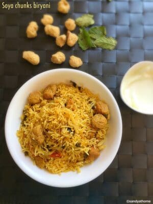 Soya chunks biryani recipe, Meal maker biryani, How to make soya chunks biryani