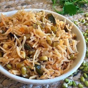 Sprouted moong biryani recipe