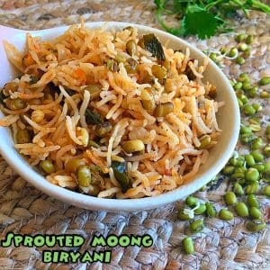 Sprouted moong biryani recipe, Moong sprouts biryani