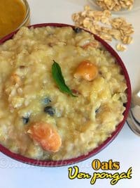 Oats ven pongal recipe, How to make oats pongal