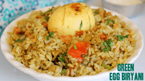 Green egg biryani recipe, Egg dum biryani, Seeraga samba egg biryani