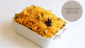 cabbage peas biryani, cabbage biryani, biryani