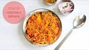 Vegetable biryani recipe, Stovetop veg biryani