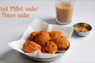 Millet vada on plate with coconut chutney and hot tea, perfect for tea-time snacks