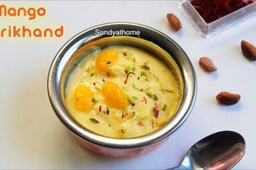 Traditional Indian dessert amrakhand made with hung curd and mango puree