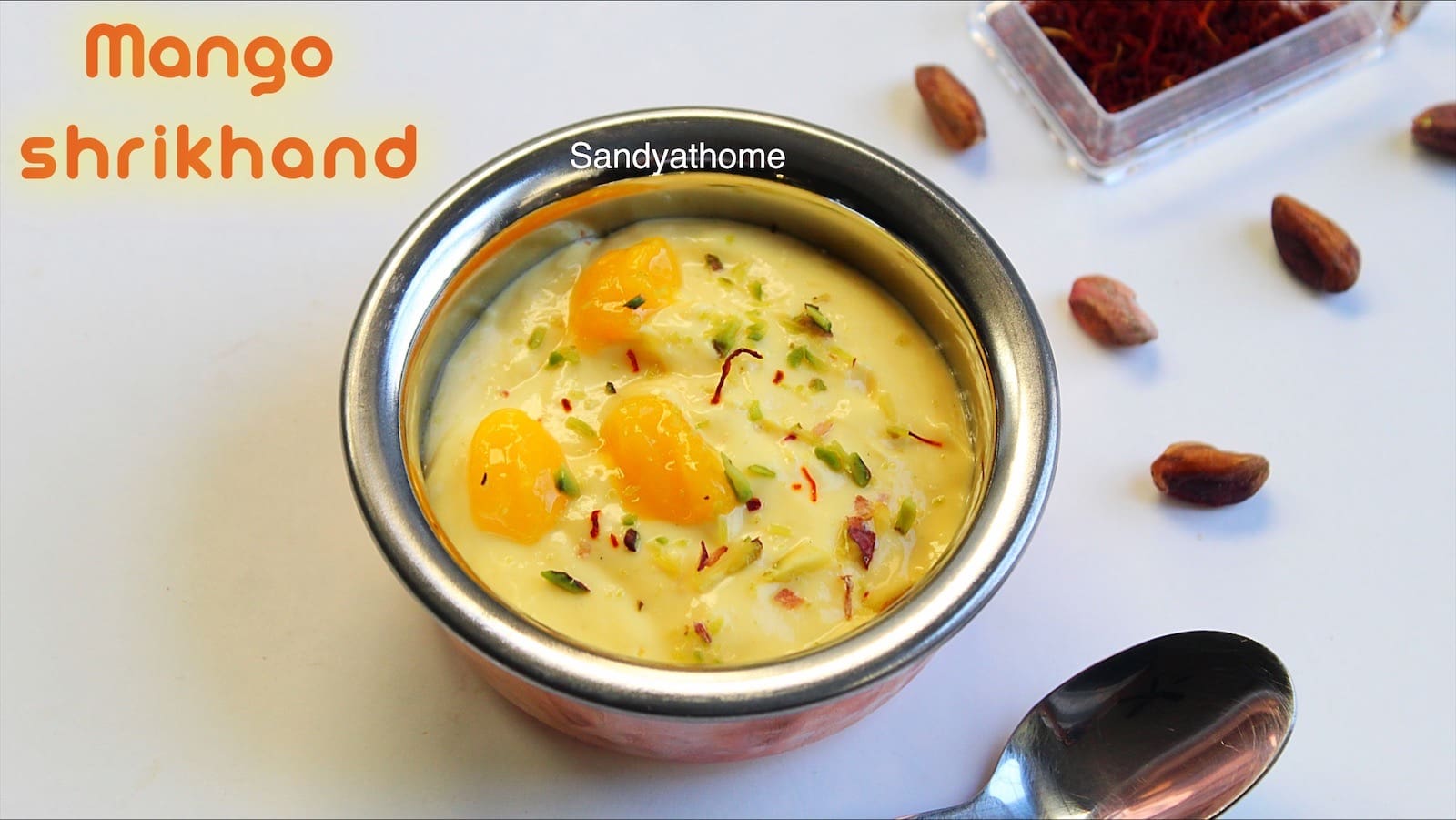 Traditional Indian dessert amrakhand made with hung curd and mango puree