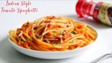 Indian style tomato spaghetti, Desi spaghetti recipe
