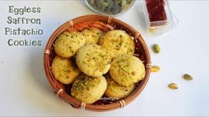 eggless saffron pistachio cookies