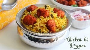 Chicken 65 biryani, Air fryer chicken 65 biryani
