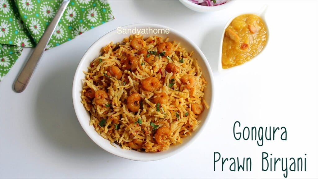 gongura prawn biryani, gongura shrimp biryani, gongura royyala biryani,