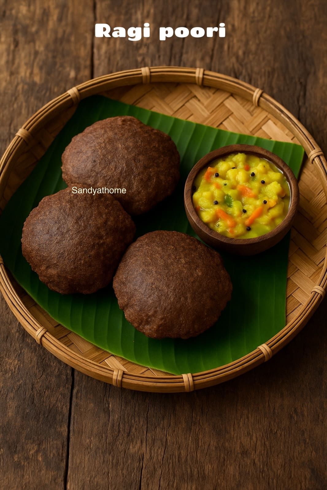 crispy ragi / finger millet poori close-up