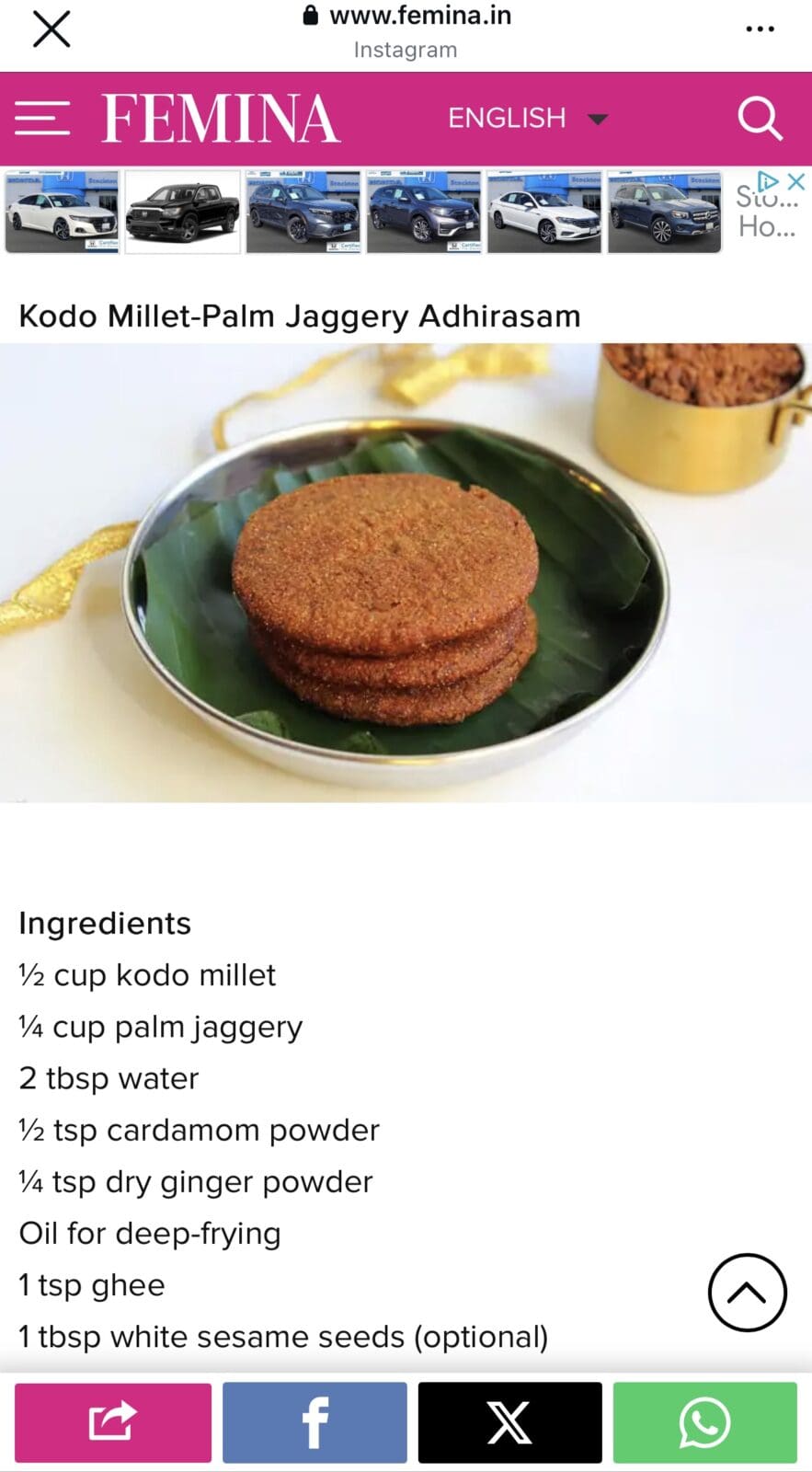 sandhya-femina-tamil-kodo-millet-883x1600 sandyathome sandhya recipes featured in Femina Tamil