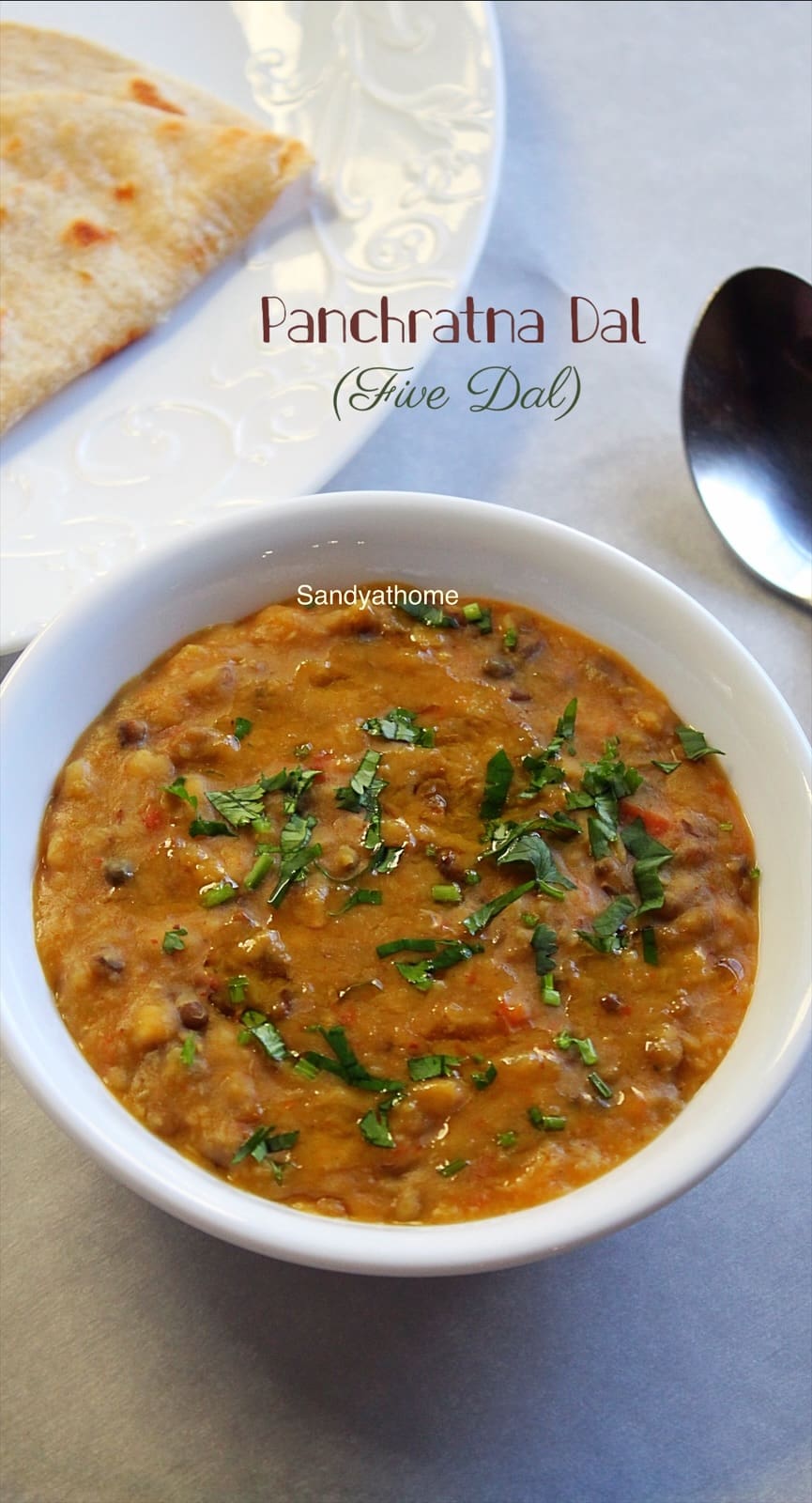 Indian 5 dal recipe (Panchmel Dal) with onion-tomato base and ghee tempering — easy pressure cooker method.