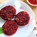 Kid-friendly millet beetroot cutlets made with oats flour and no breadcrumbs – tawa-fried and perfect for lunchbox snacks.