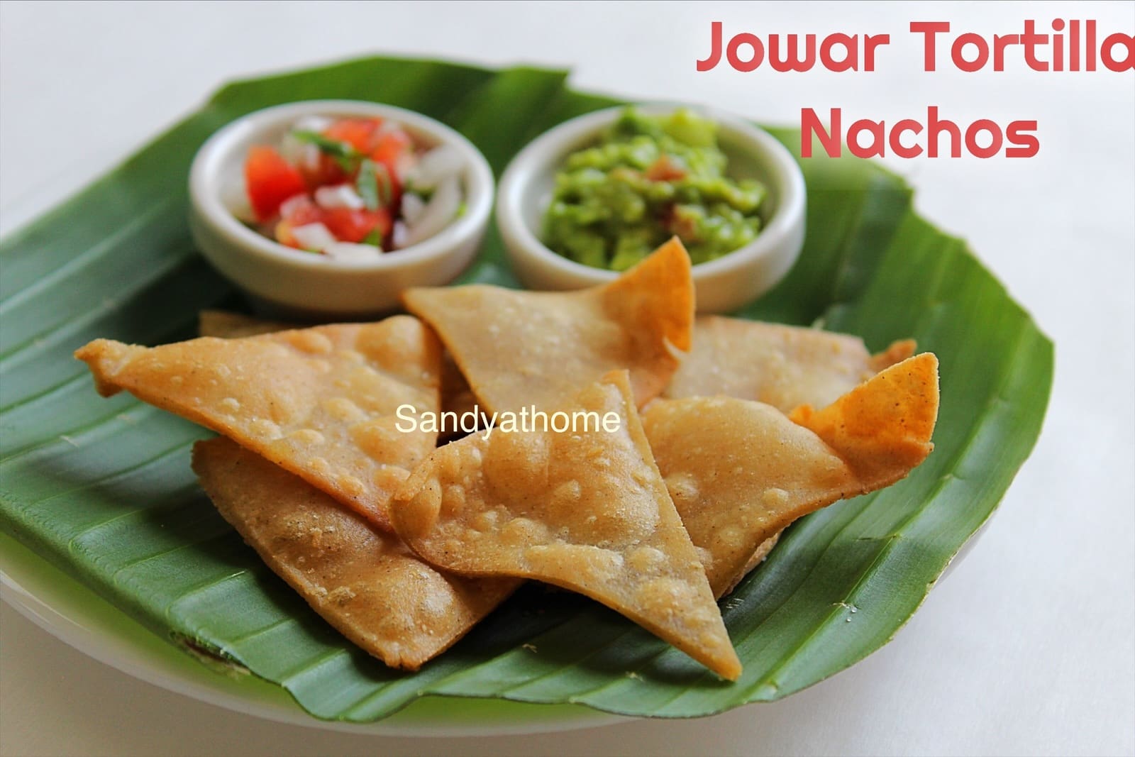 Healthy millet chips with jowar flour, shaped like tortilla chips, an easy Indian snack recipe.
