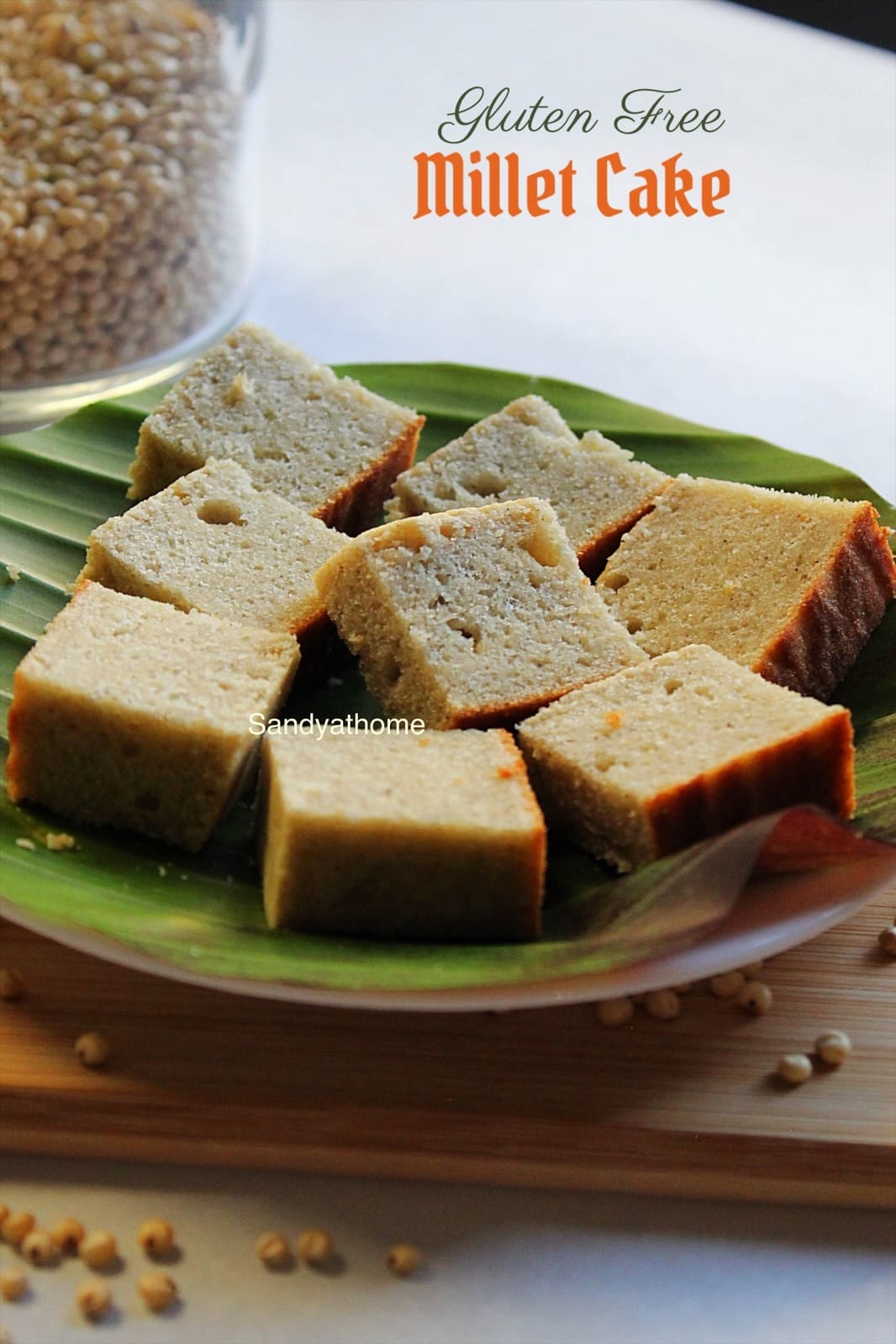 Egg-based jowar millet cake with airy sponge texture and golden top.