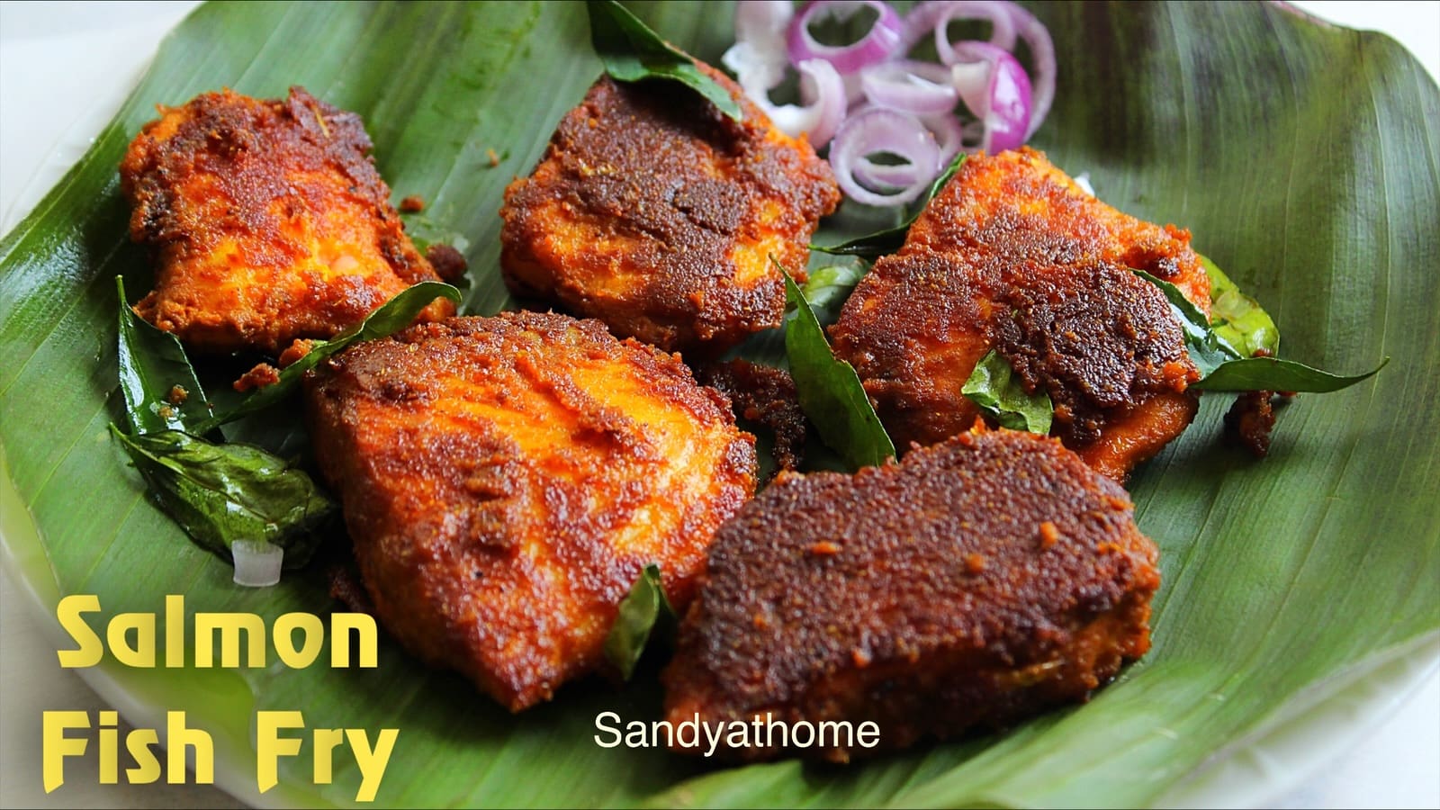 Tamarind salmon fry recipe inspired by cheppala fry and meen varuval from South Indian coastal homes.