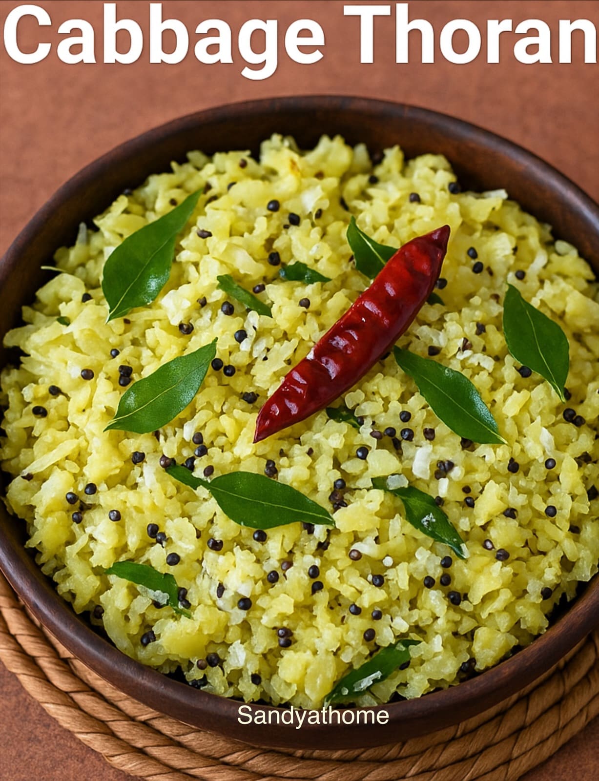 Traditional Kerala cabbage stir fry with grated coconut and spices, a popular Onam sadya side dish.