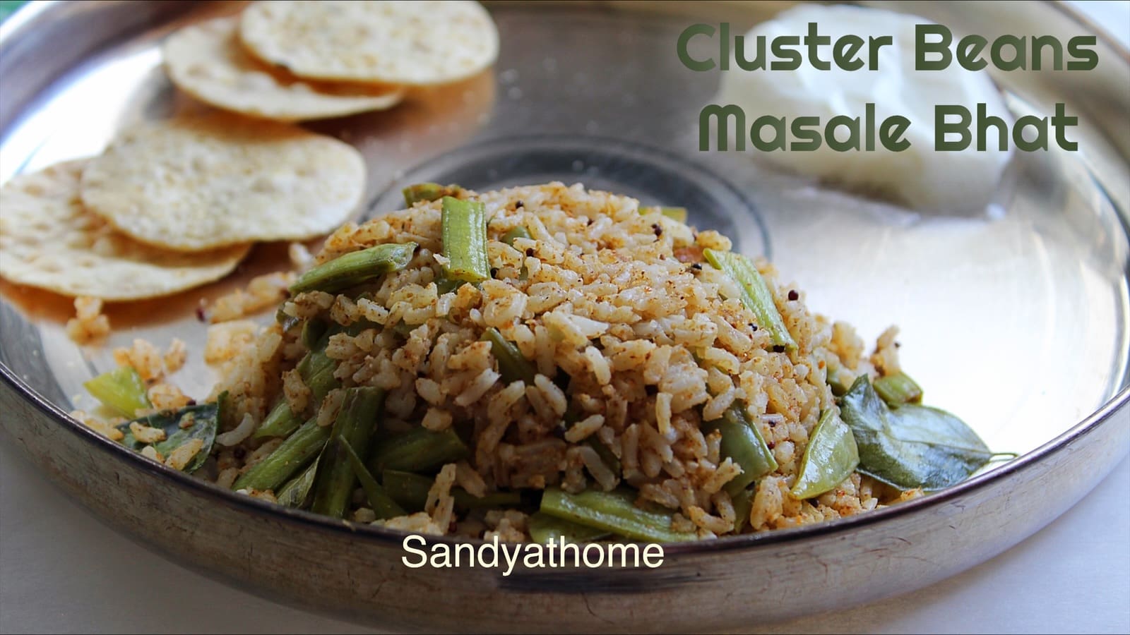 South Indian style kothavarangai sadam or cluster beans rice cooked with freshly ground goda masala for rich aroma and taste.