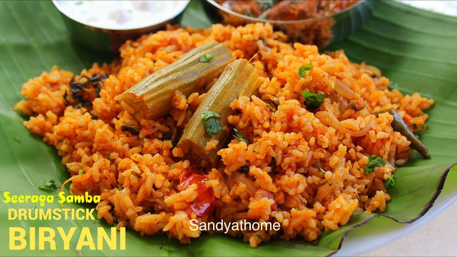 Sri Lankan Tamil style drumstick biryani cooked in coconut milk with seeraga samba rice and whole spices