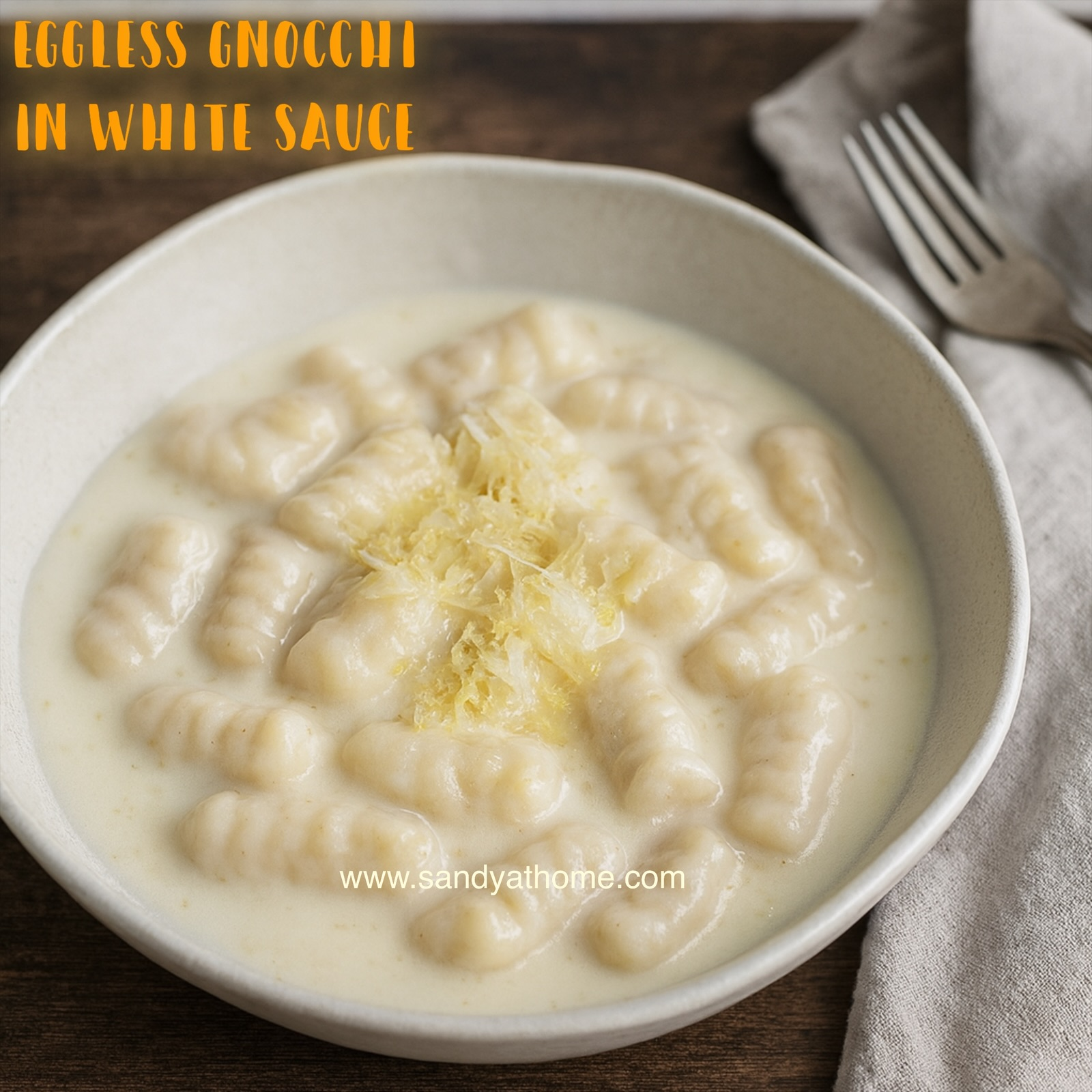 Eggless Gnocchi in White Sauce, How to make Eggless Gnocchi